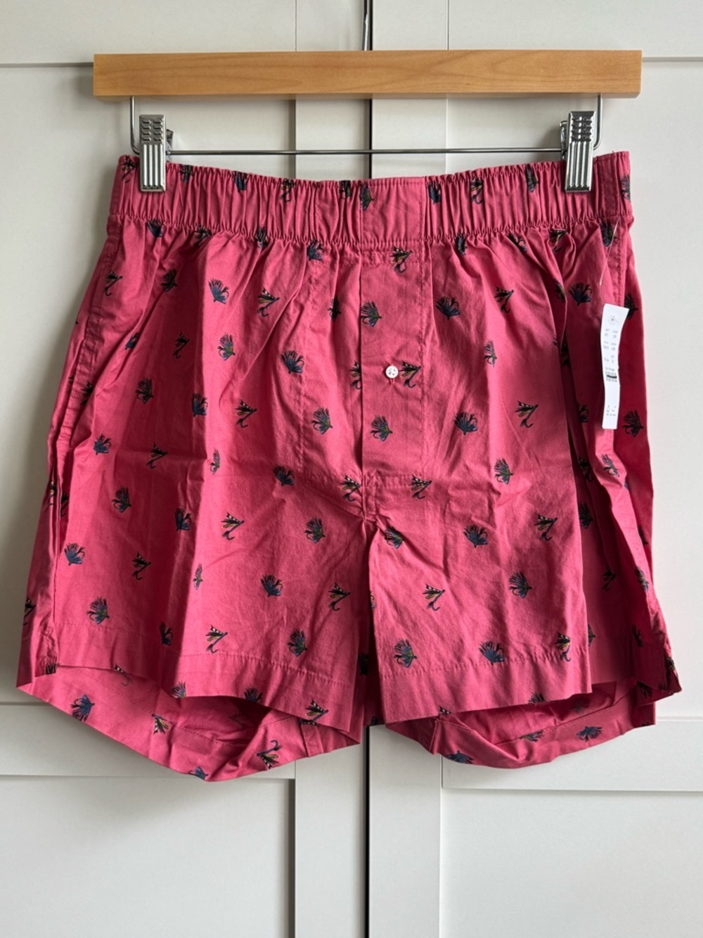 J.Crew Printed Boxers in Cotton in 
Fly Fishing Lure in Light Red Size Small